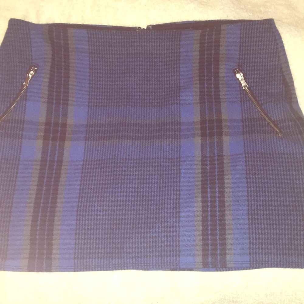 Gap Blue Plaid Wool Skirt